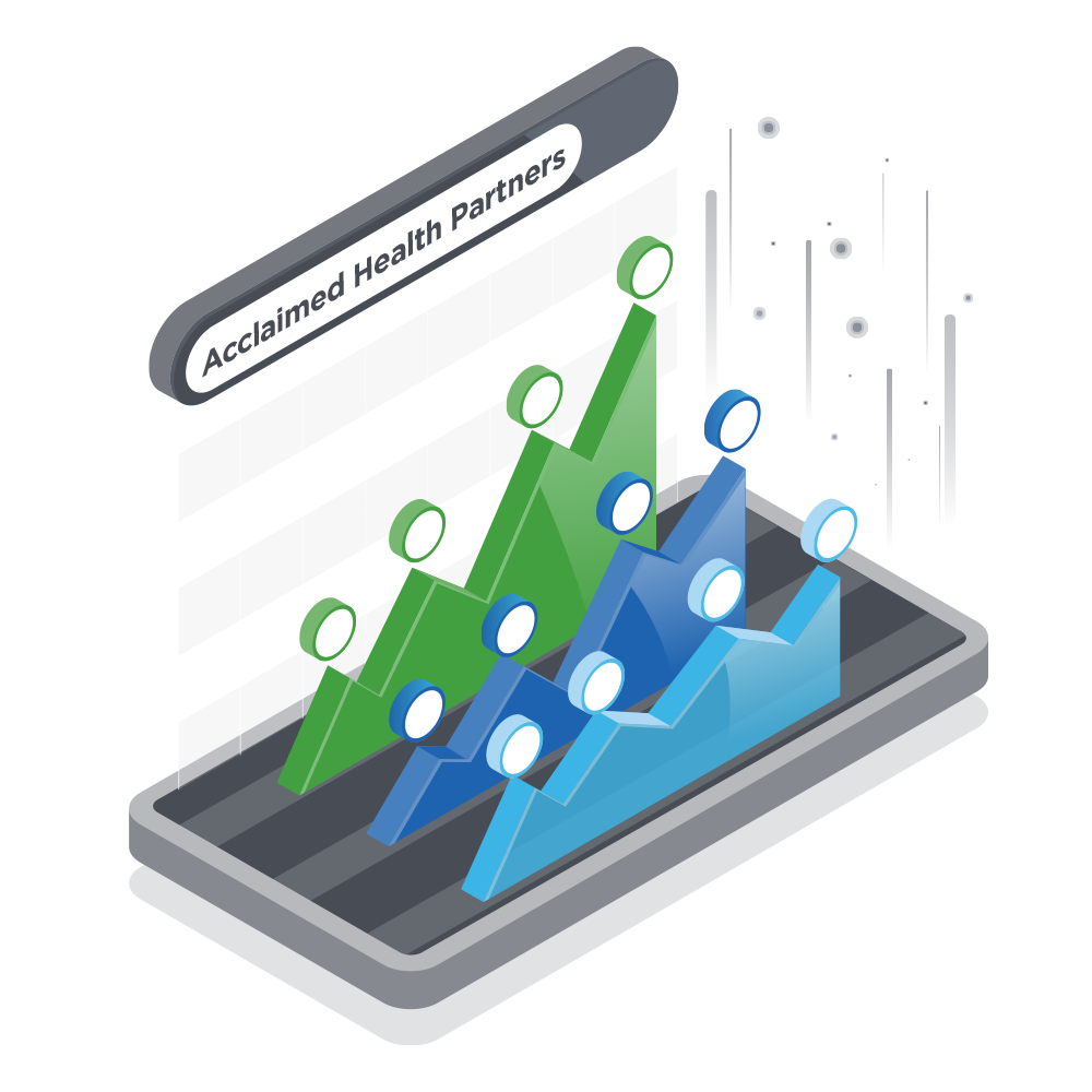 A graphical representation of Acclaimed Health Partners' growth and performance.