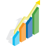 Icon of a bar chart with an upward arrow.